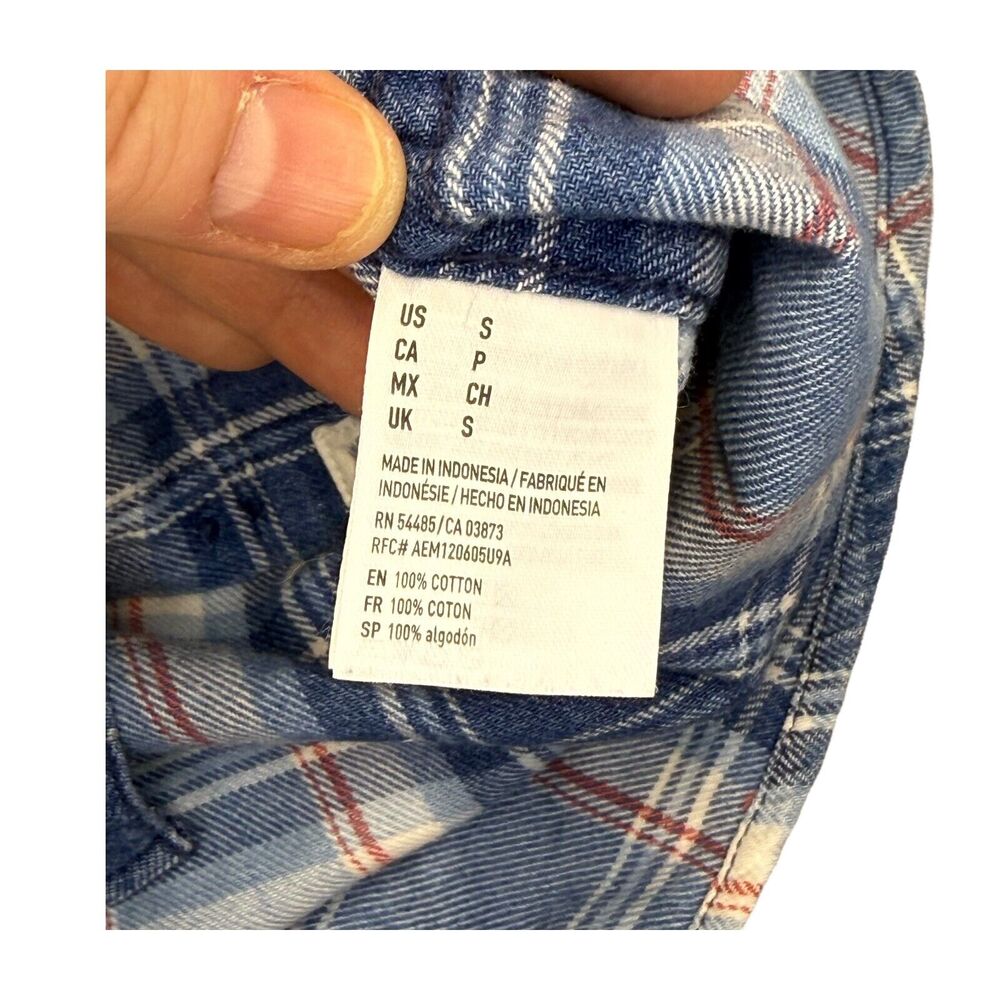 American Eagle Outfitters Shirt Men's S Multicolor Plaid Boyfriend Fit Button-Up - Picture 7 of 7